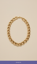 Statement gold-plated chain necklace, Default to 3/4 angle tabletop shots with product centered but slightly offset for...