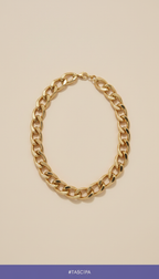 Statement gold-plated chain necklace, Default to 3/4 angle tabletop shots with product centered but slightly offset for...