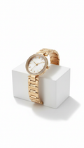 Champagne Gold women's designer-inspired watch, Default: 3/4 hero angle that reveals both face and profile of...